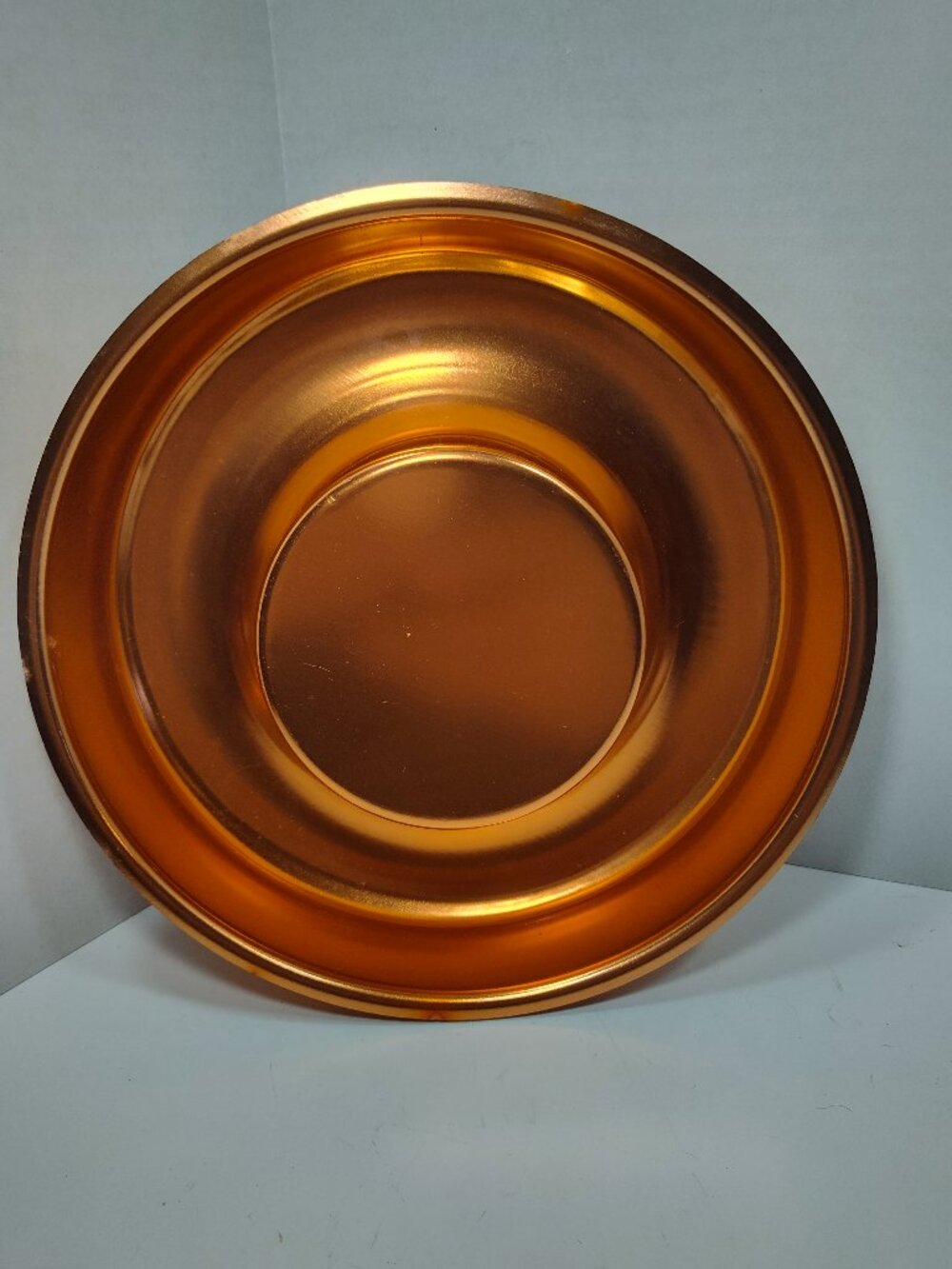 Vtg Copper Tone Tube Cake Mold Round Ring Baking Pan Jello Mold Kitchen Decor